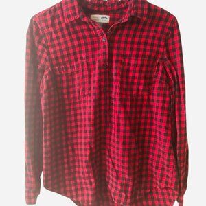 Old Navy Size Small Petite Red Plaid Relaxed Classic